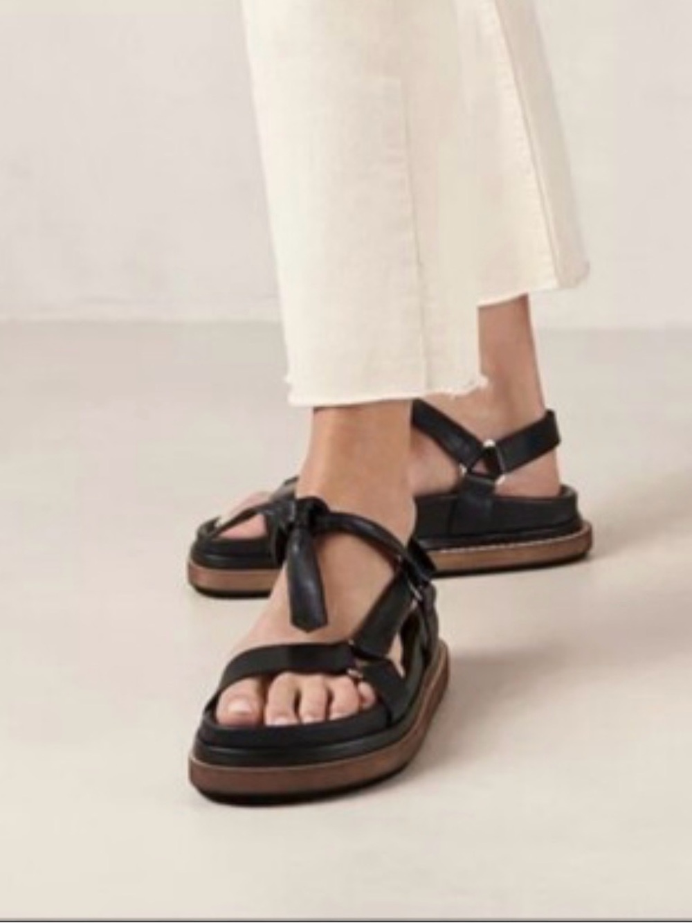 Alohas Black Platform Tie Together Sandals